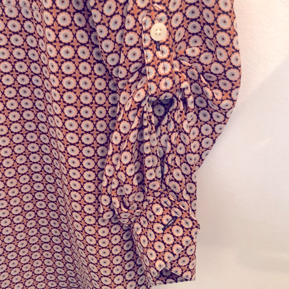 Button Down Pattern Long Sleeve Blouse - image 3